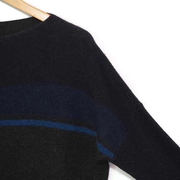 Vince Wool Cashmere Striped Boat Neck Long Sleeve Sweater Blue Gray Casual S - Picture 8 of 16